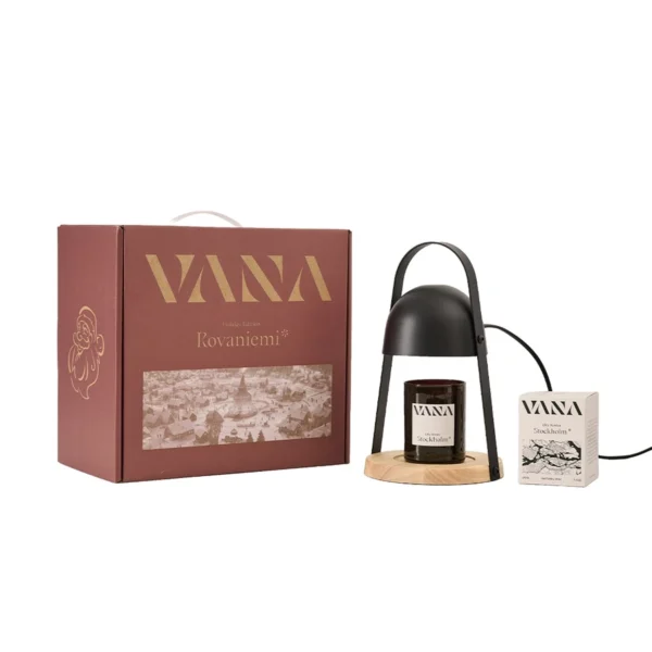 VANA 北歐圓頂款香氛融蠟燈禮盒｜黑/灰－可調光、附燈泡